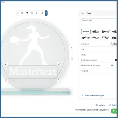 Glastrophäen und Holztafeln mit Lasergravur: jetzt online selbst gestalten – mit Live-Vorschau